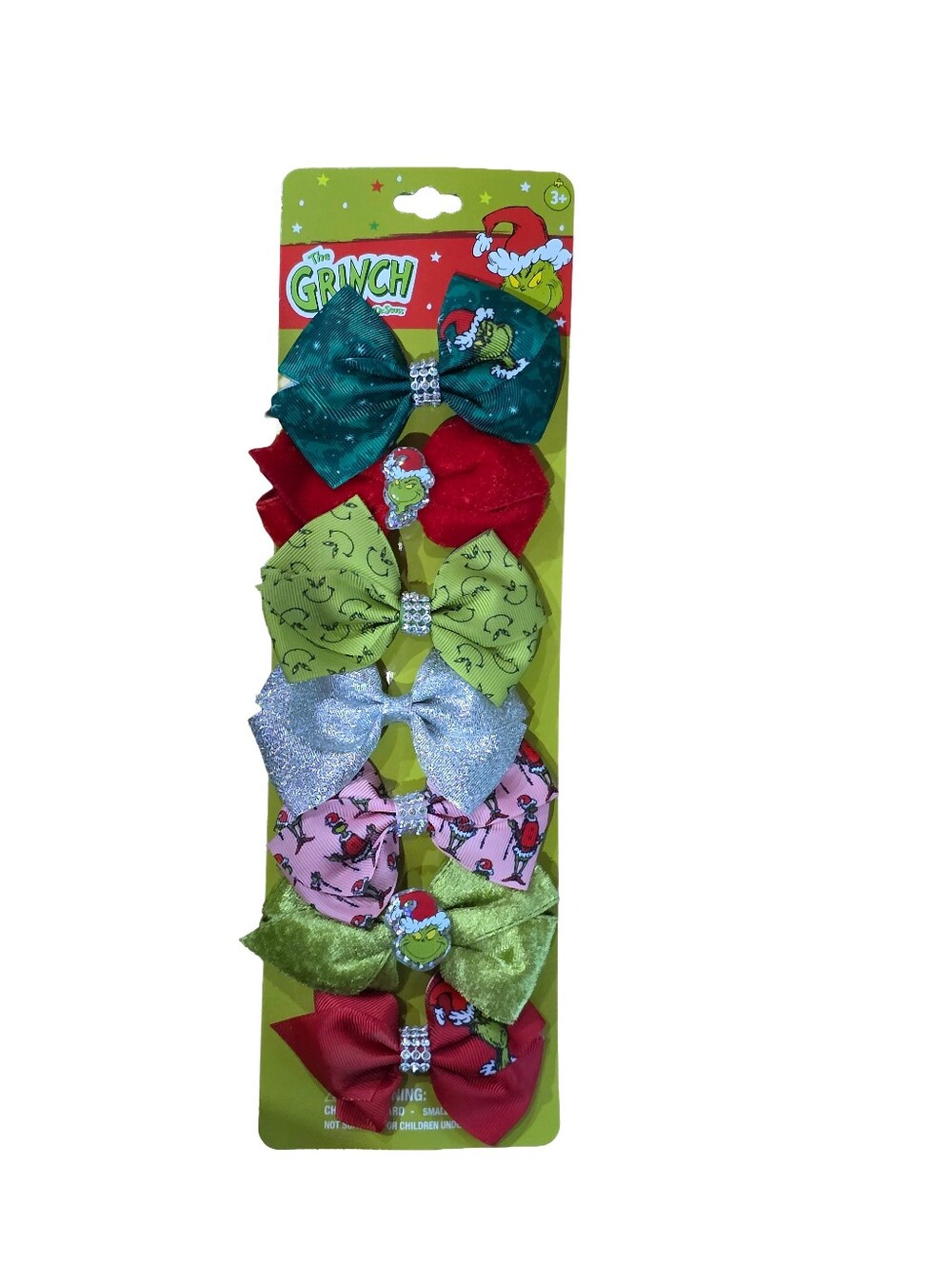 Dr. Seuss The Grinch Christmas Hair Bow Set 7 Pc NWT